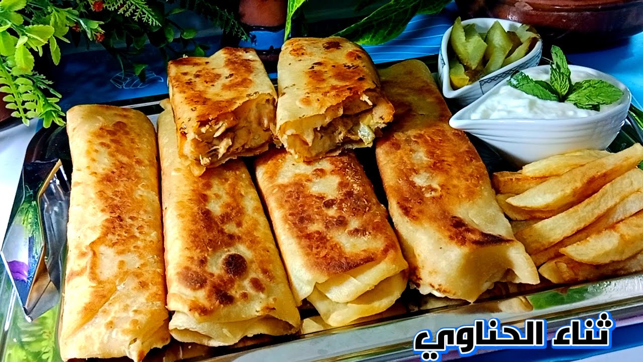 شاورما الدجاج السوري و الثوميه وخبز الشاورما بأسهل طريقه