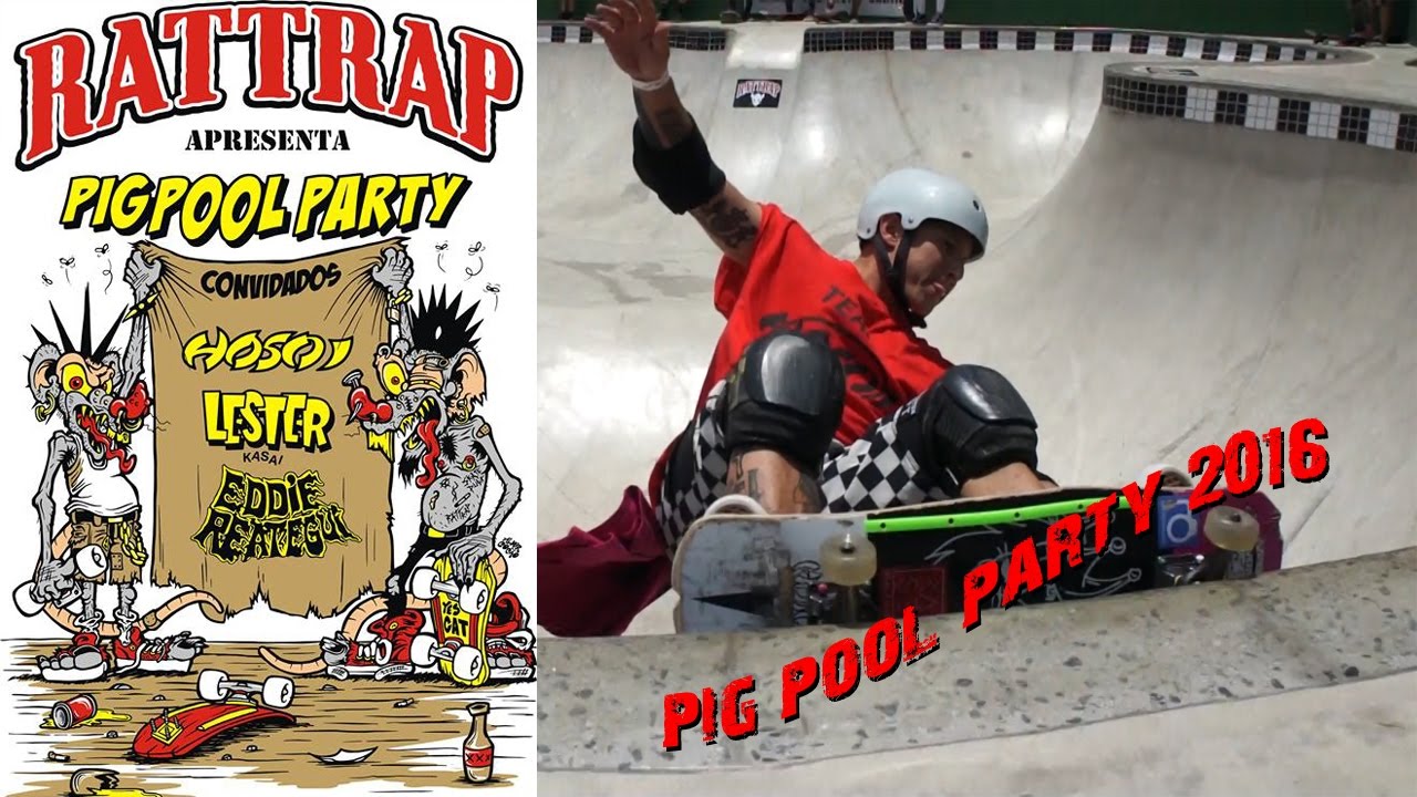 Hosoi na Pig pool party 2016 Lorena com Leste Kasai e Eddie Reategui