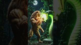Golden lion vs big green snack 🤜🔥💥epic fight#youtubeshorts #battle #lion #snake #animals