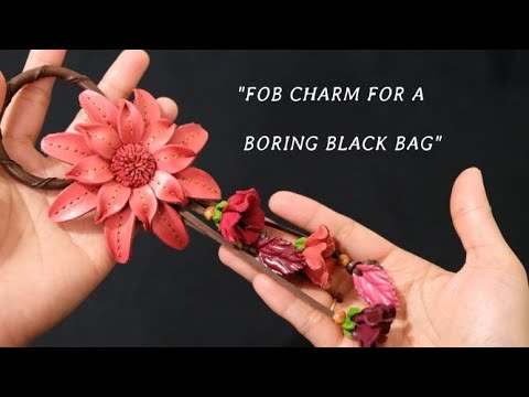 Leather Flower Bag Charm with Tote Loop