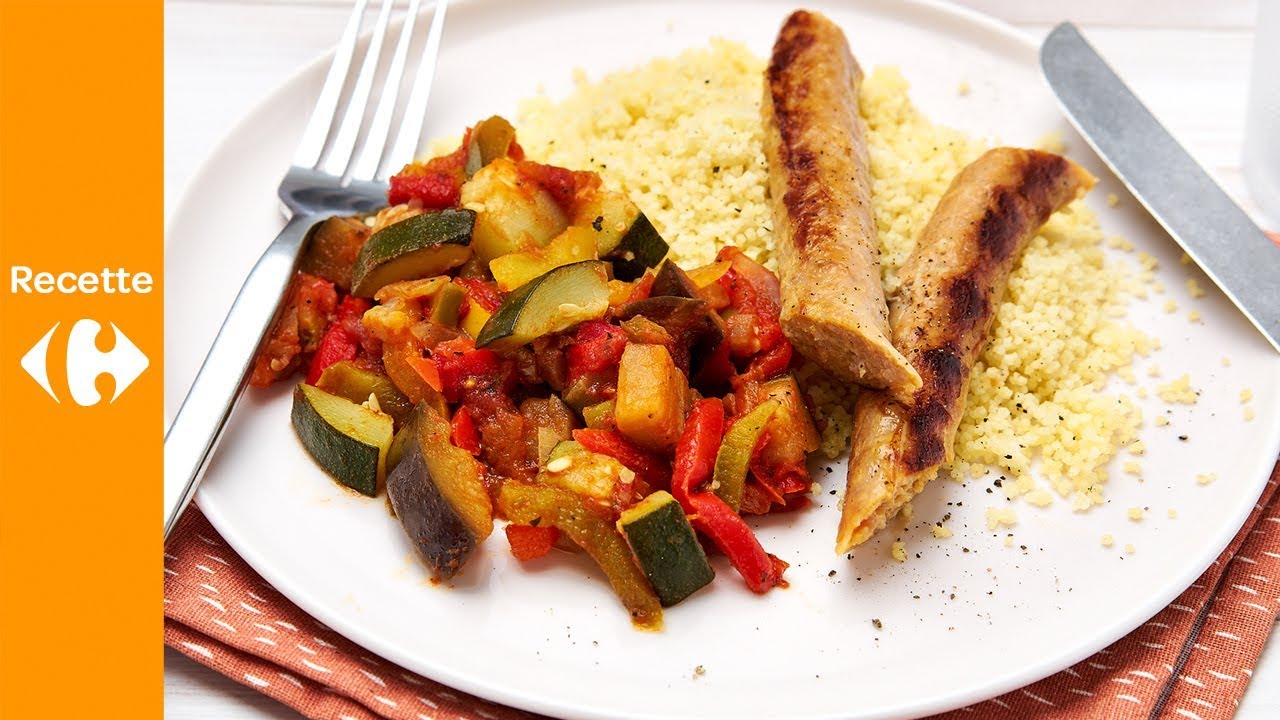 Couscous Aux Merguez Et Ratatouille De Legumes Youtube