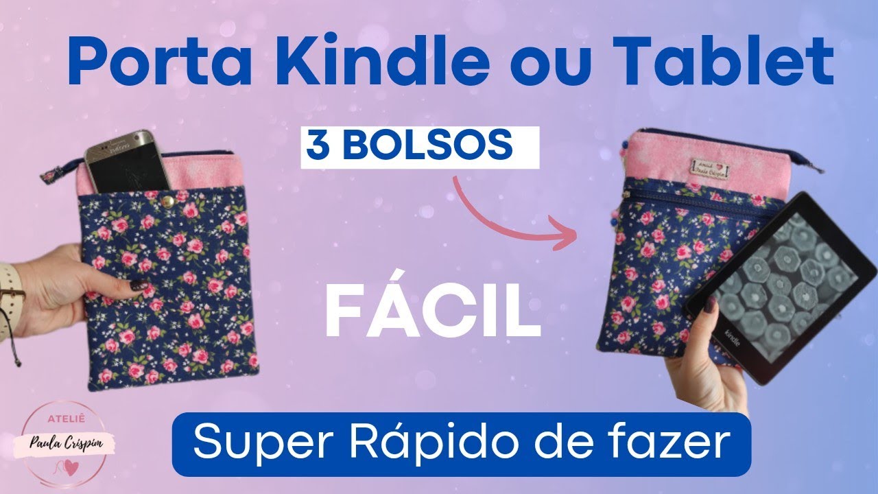 Capa para Kindle ou Tablet 3 em 1 com porta celular Passo a passo Fácil