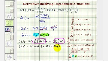 Ex 2:  Derivative of Trig Function Using the Product Rule -- Simplify Before Differentiating