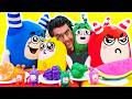 Oddbods ile eğitici video. Nail Baba oyuncaklara kendi renklerinde meyve sebze yediriyor