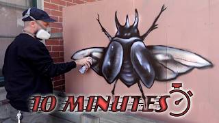 Painting a Realistic Beetle with Spray Paint in 10 Minutes | Challenge