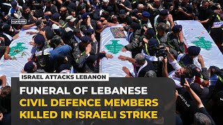 Funeral for Lebanese Civil Defence medics killed in Israeli ‘double-tap’ strike