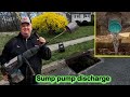 Sump pump destroying their yard core  tap of city storm water basin