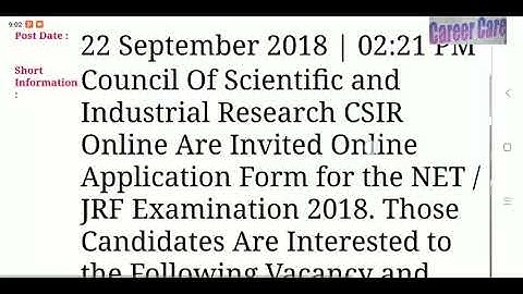 CSIR NET JRF December online form 2018 exam December month