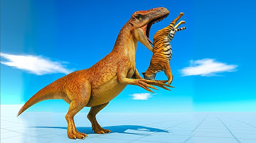 Allosaurus vs Tiger Rumble 🐯 Animal Revolt Battle Simulator ARBS Animal Fight!