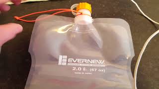 EVERNEW water bag 1.5L or 2.0L with inline water filter by sawyer