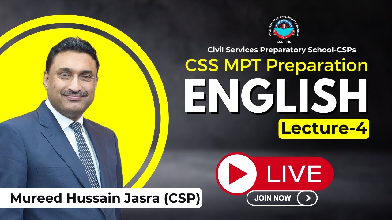 CSS MPT 2025 Preparation Live Class -4 (English) | Mureed Hussain Jasra (CSP) | MPT Classes by CSPs