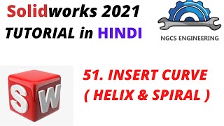 SolidWorks tutorial in Hindi || 51. Insert curve ( Helix and spiral )