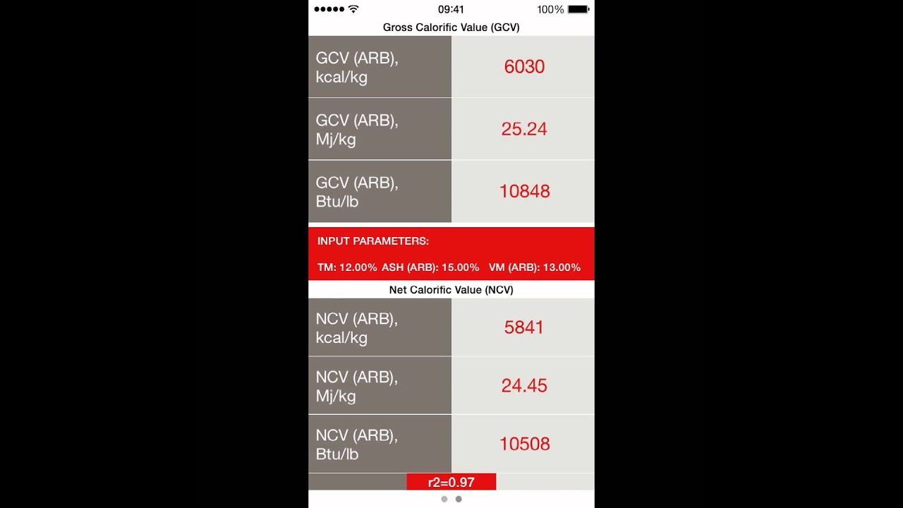 EnergyExpress: GCV/NCV estimation app for mobile devices