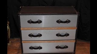 Industrial Leather Metal Chest Drawers
