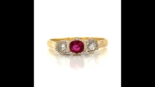 Vintage Ruby and Diamond Trilogy Ring