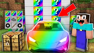 Minecraft NOOB vs PRO: HOW NOOB CRAFT a RAINBOW LUCKY BLOCK CAR in Minecraft? 100% trolling