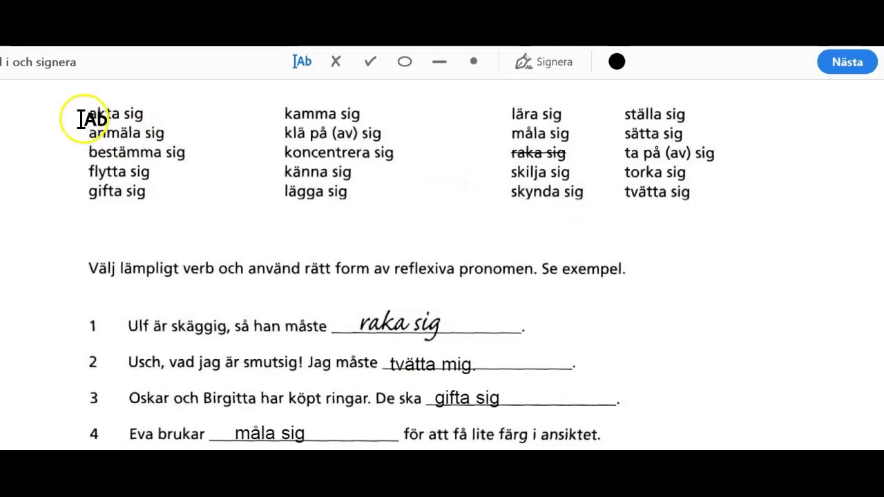 Pronomen- övning 6 (personliga reflexiva pronomen)