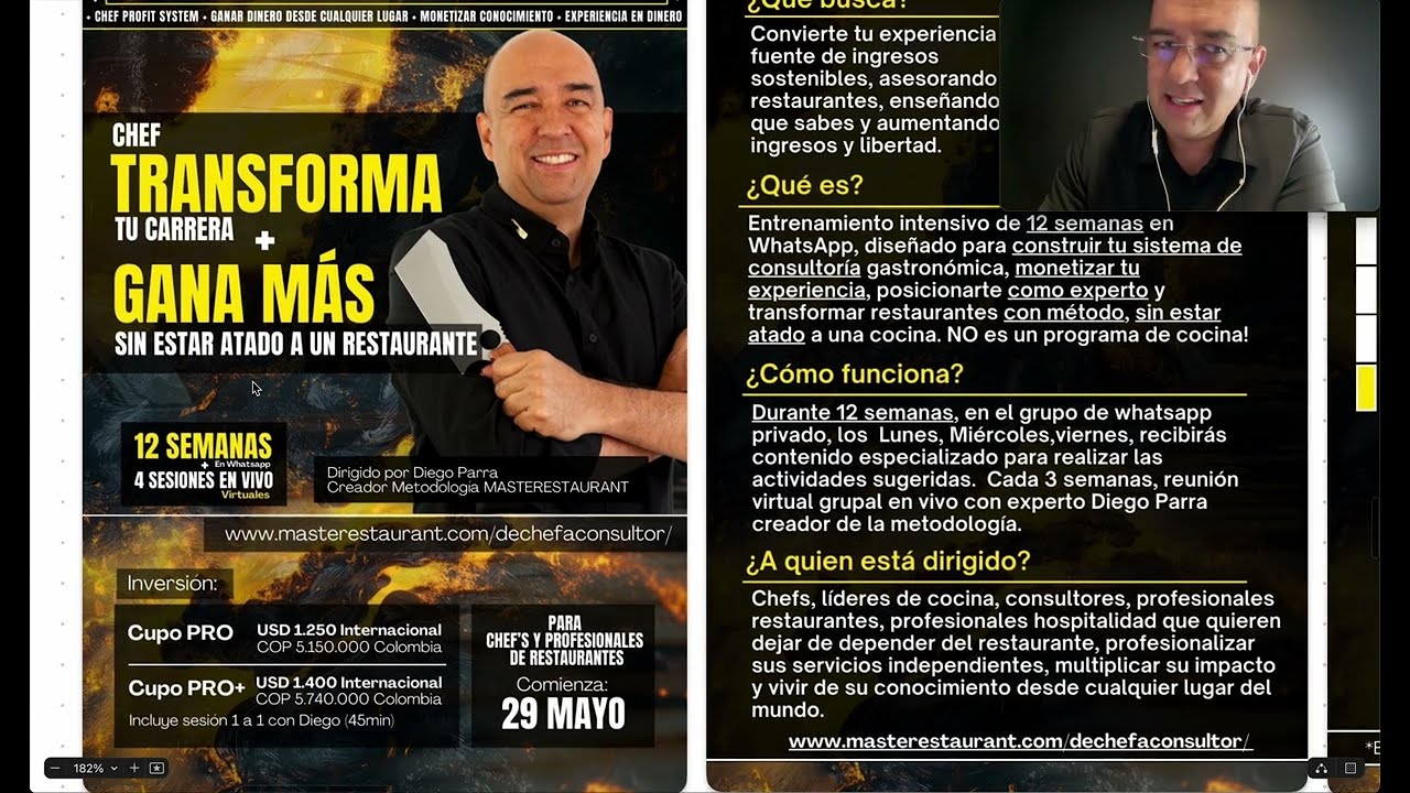 Programa ágil De Chef a Consultor Internacional de Restaurantes