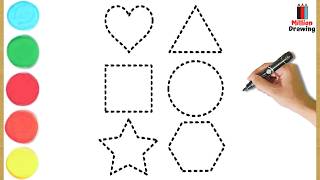 How To Draw Easy Shape Drawing and Toddlers_ Child Art| Shapes Coloring Learning Videos #542