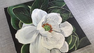 White Magnolia Flower Painting|| Acrylic Painting|| Step _by _Step