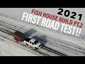 Fish house build pt2   road test  gutting interior  new roof  wiring  fishing things ep 4