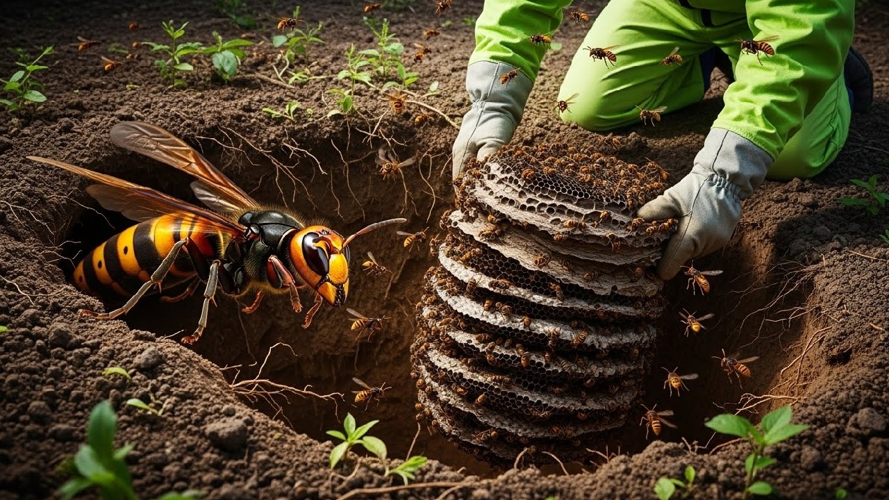 Remove Dangerous Giant Hornet Nest Behind Mountain 