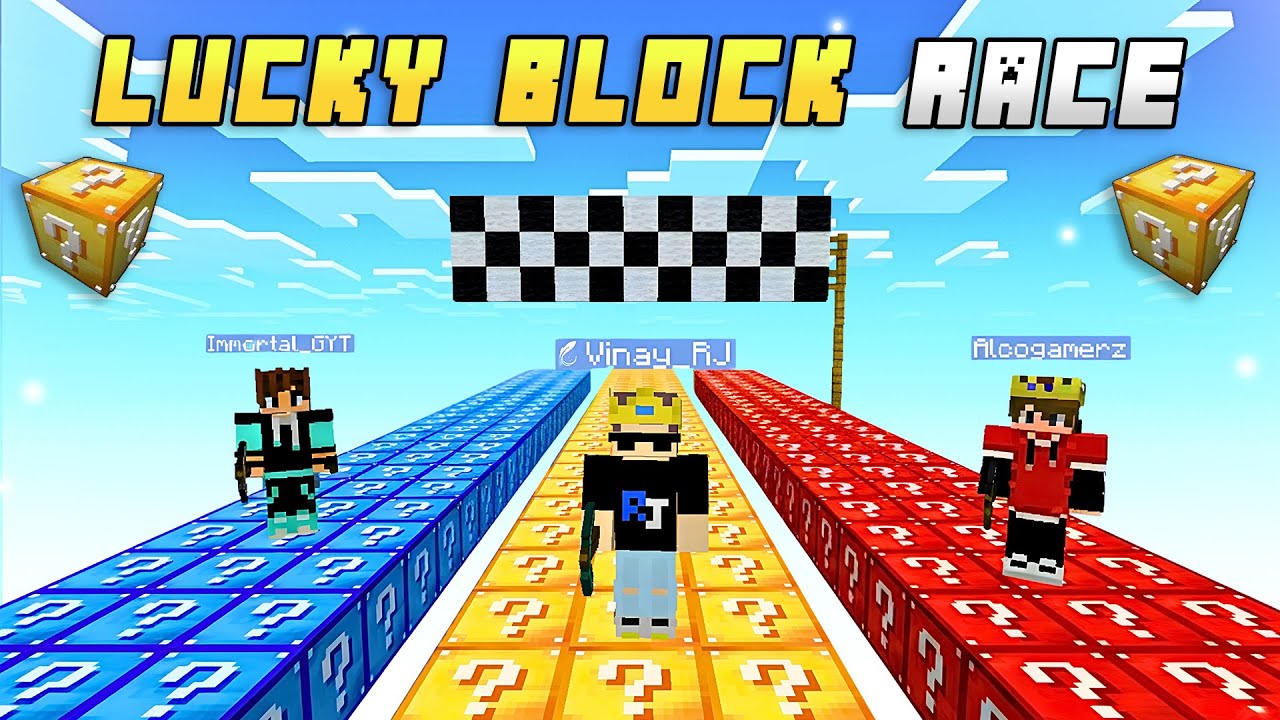 Lucky Block Race With Freinds In Minecraft😎Funny Hindi Gameplay