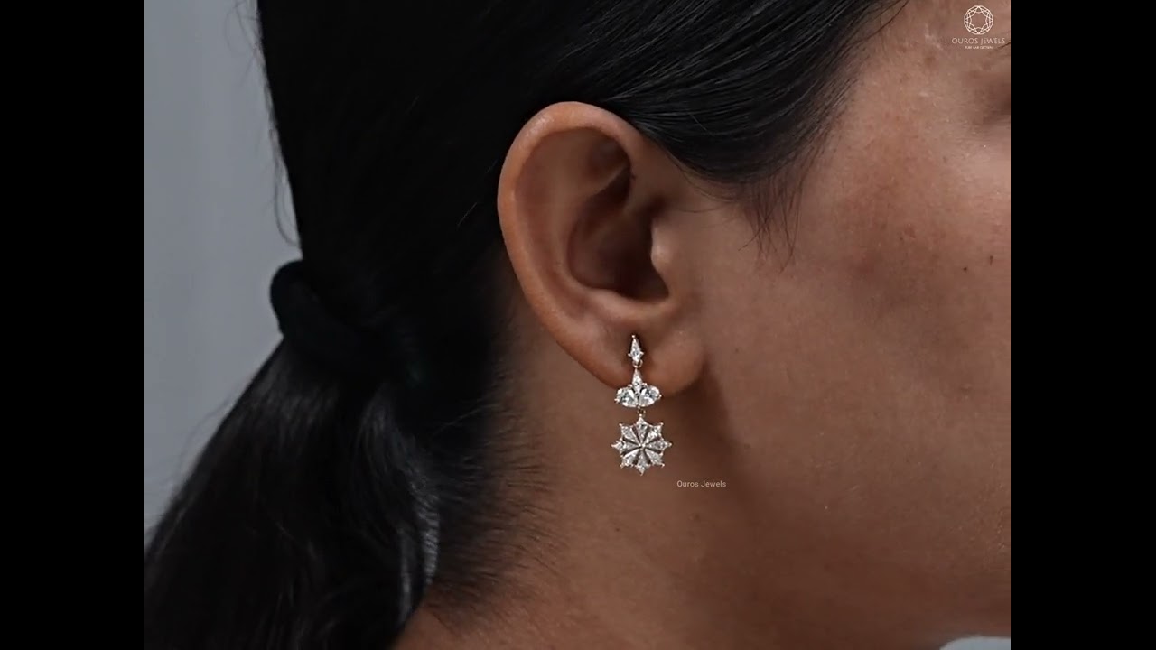 Floral  Kite Diamond  Dangle  Earring 