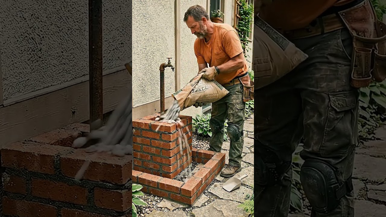 DIY Brick Outdoor Faucet Cover & Wash Station | Garden Landscaping Idea