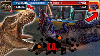 TREX LEVEL 999 vs OMEGA 09 LEVEL 125 | Jurassic World: The Game