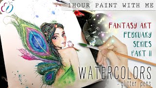 BIRD FAIRY Illustration - WATERCOLOR + gel pen painting - Episode 2
