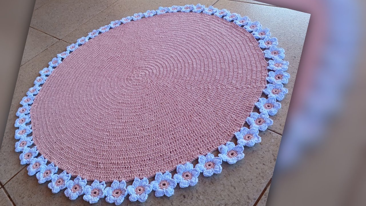 Tapete Redondo com Margaridas de ponto puff ( Parte 1/2)