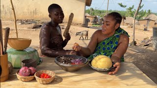 Cooking Ghana's Staple FOOD|| Akple with Pepper | FISH \Abobi Tadi in the village