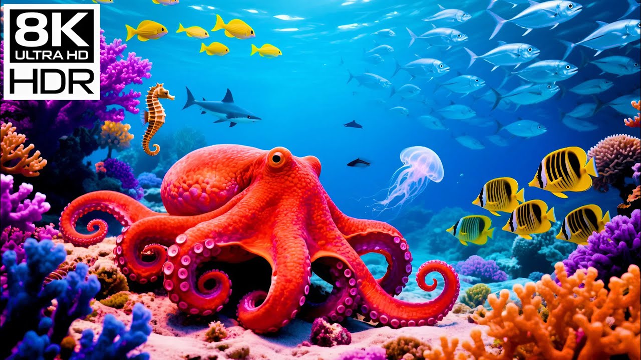 ✨ 8K HDR | Ocean of Still Light — Glowing Marine Life & Pure Coral Realms