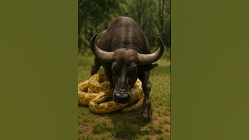 Young Bull 🐂⚡ Fiercely fighting a giant python 🐍 🥊 😱 信じられない！#shorts #bull #python #wild #danger