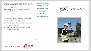 Leica UHF radios Video 4 of 5:  Leica GS16-18T RTK Rover  Radio Settings with  Cs20 Controller