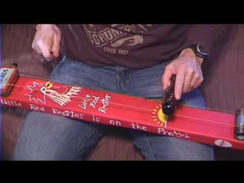 Demonstration of the Little Red Rooster two string diddley bow from Mojo Goat Art & Music.