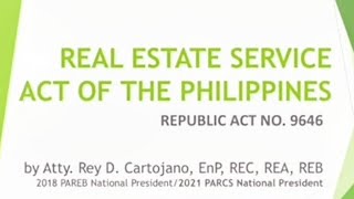 REAL ESTATE SERVICE ACT (RESA) OF THE PHILIPPINES (R.A No. 9646) #realestatebroker #realestatetips