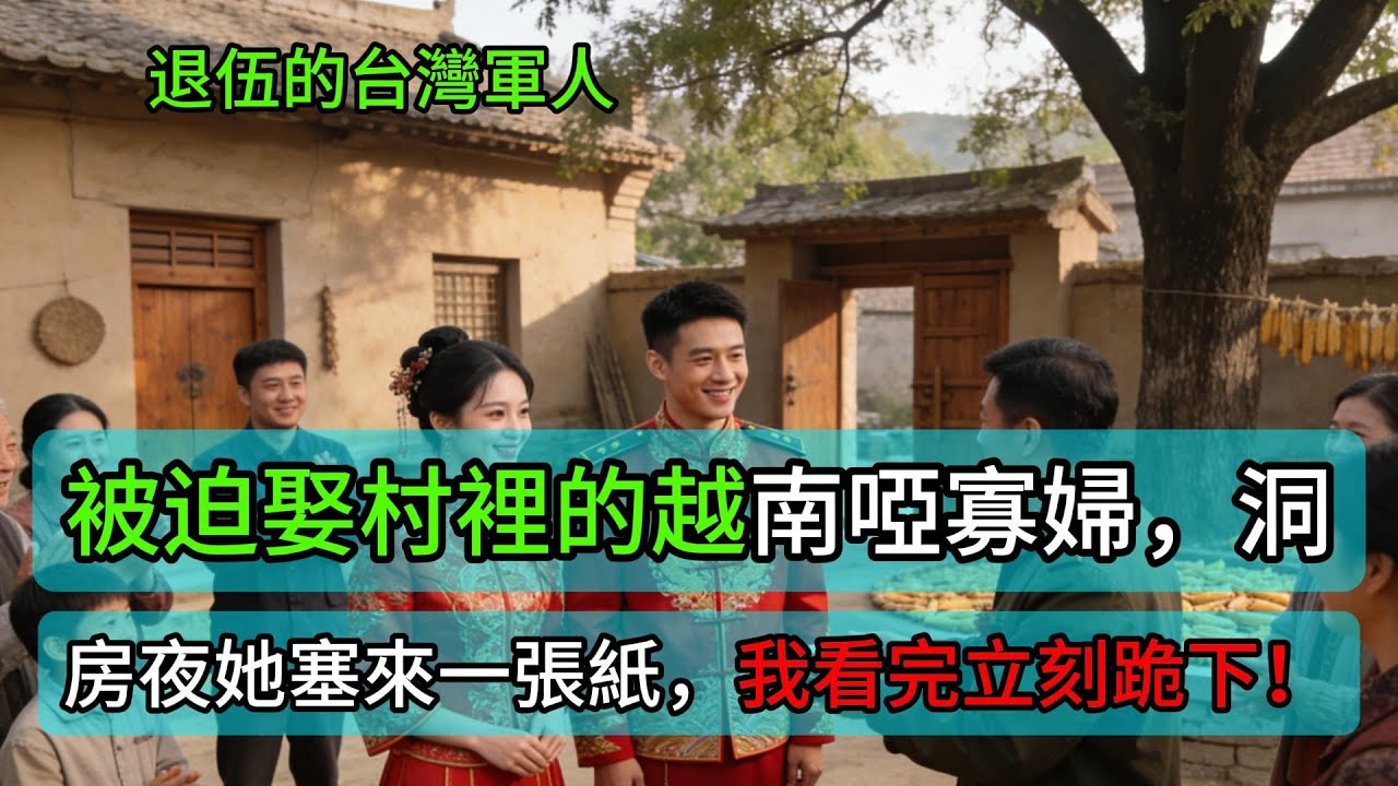 退伍的台灣軍人被迫娶村裡的越南啞寡婦，洞房夜她塞來一張紙，我看完立刻跪下！