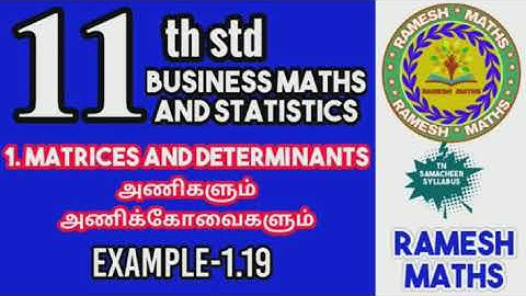 11th Business maths/chapter 1/Matrices and Determinants/Example 1.19