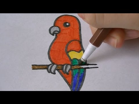 Cartoon papegaai! | Leren tekenen #40 (PARROT)