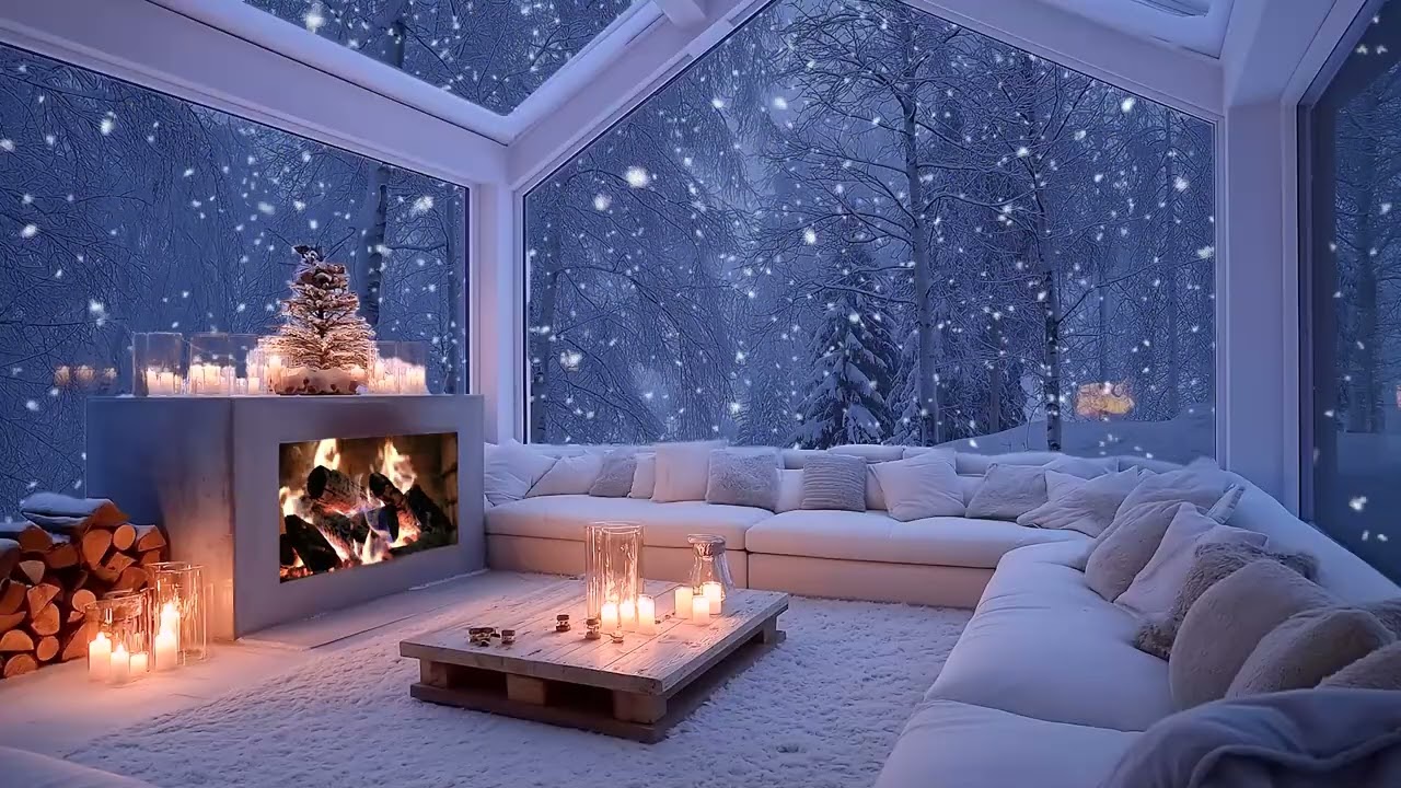 🌨️🔥 Winter Piano & Fireplace Glow | Snowy Window Ambience | Deep Focus, Study & Unwind