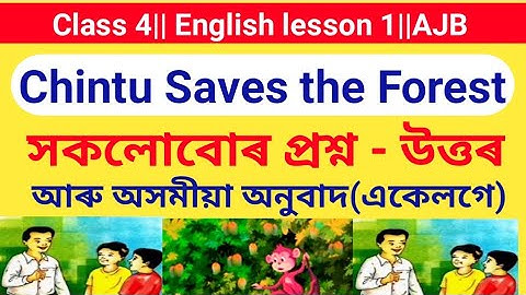 "Chintu Saves the Forest" class 4 english lesson 1/Question Answer/Assamese Explanation/Jatiya bidya