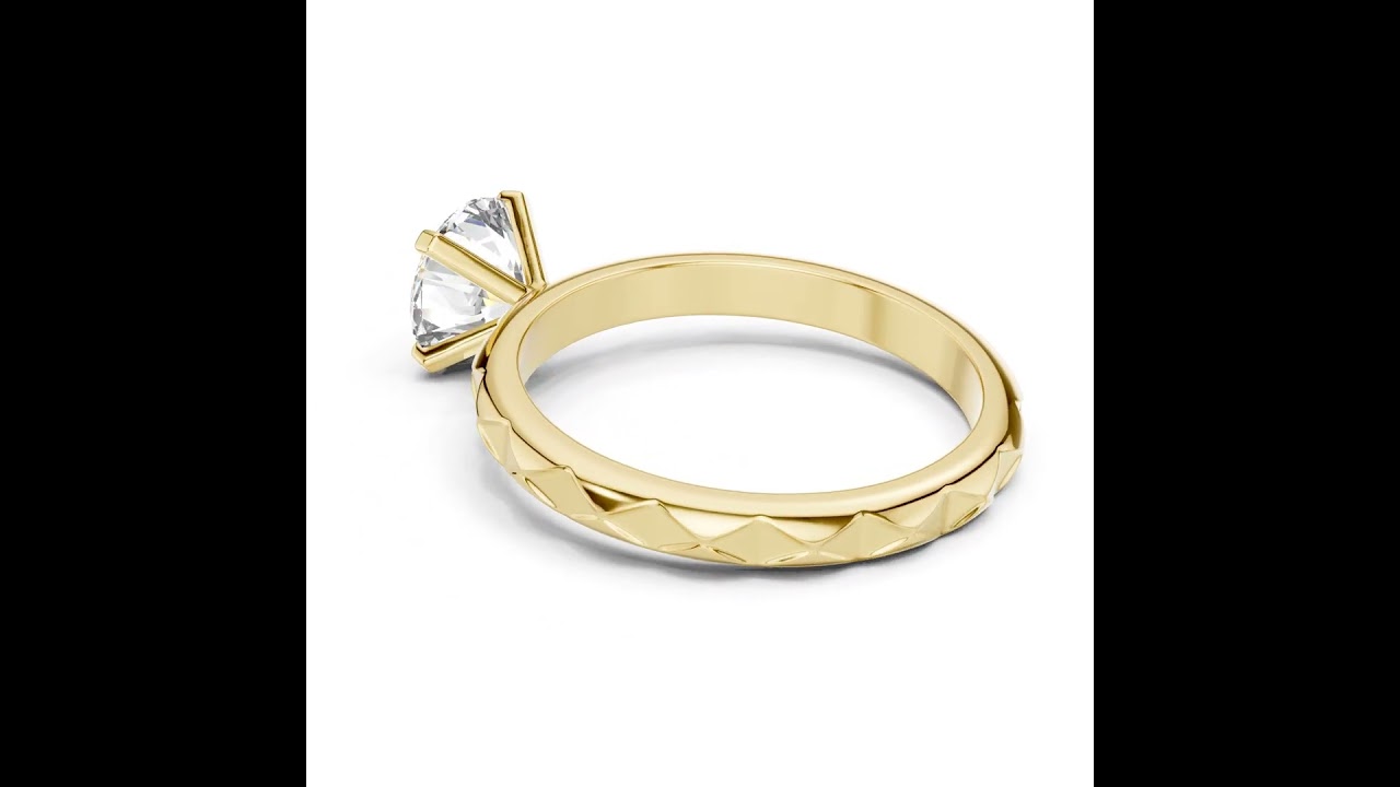Round Brilliant Diamond Promise Ring With Geometric Band