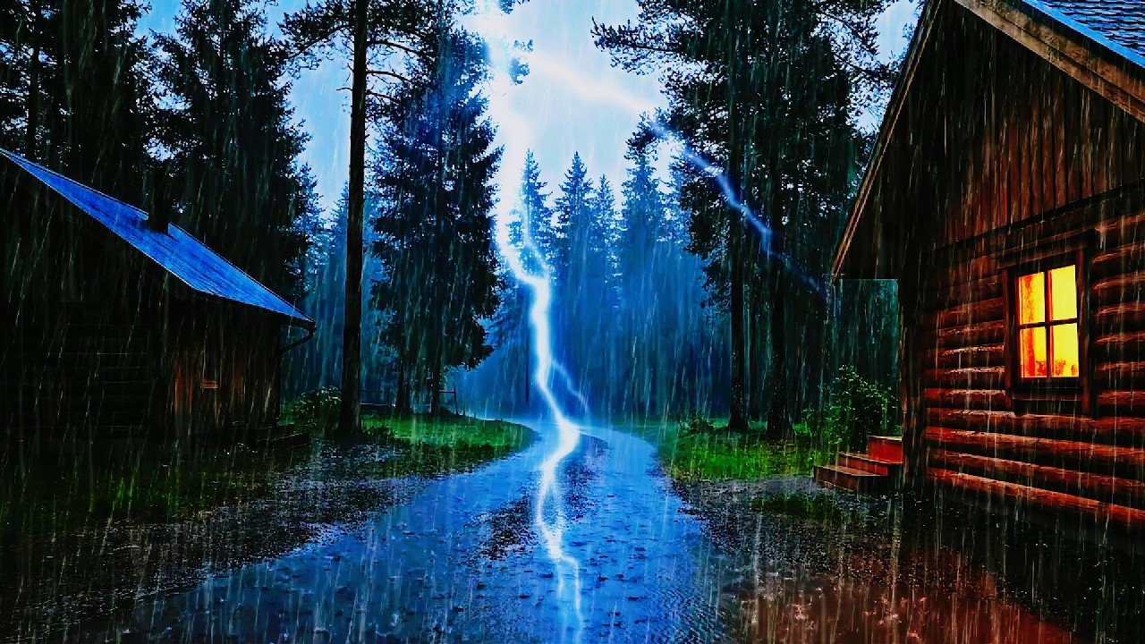 Gentle Night HEAVY RAIN AND THUNDER - Rain Sounds For Sleeping - Very Heavy Rain for SLEEP, ASMR #02