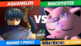 SSC 2019 SSBM - Aquamelen (Marth) VS BigCoyotes (Jigglypuff) Smash Melee Round 1 Pools