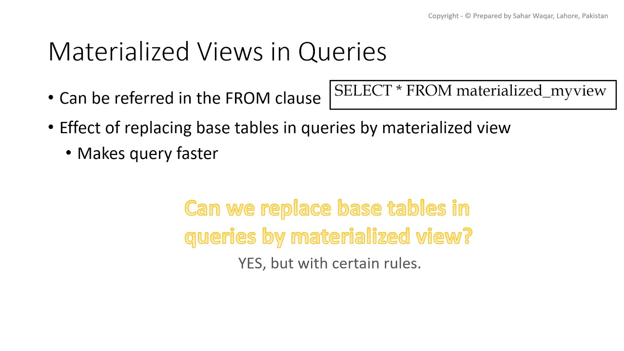 Materialized views sql english 10 4 youtube