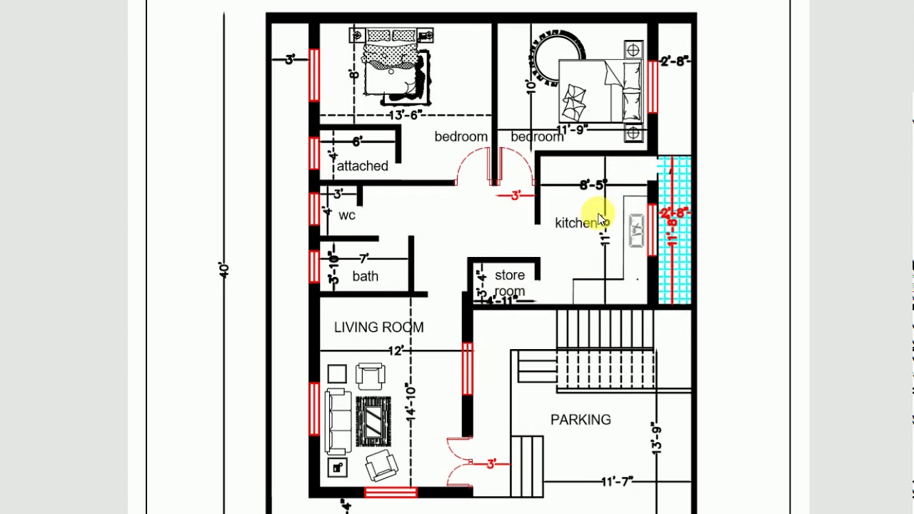 33 X 40 Ft 2 Bhk Best House Plan Youtube