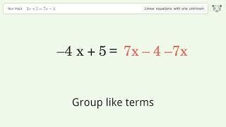 Solve 3x+5=7x-4: Linear Equation Video Solution | Tiger Algebra