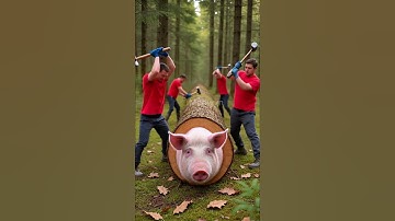 rescue pig from giant log #animals #funny #shorts